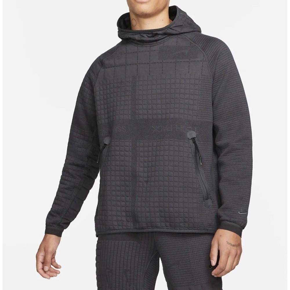 Nike‎ Tech Pack Therma-FIT ADV Quilted Hoodie Men Size L Charcoal Gray